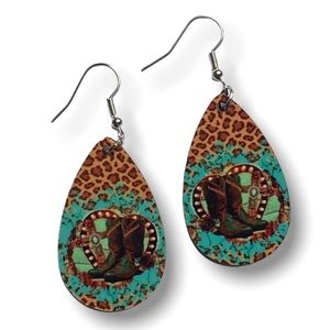 Western cowgirl boot earrings